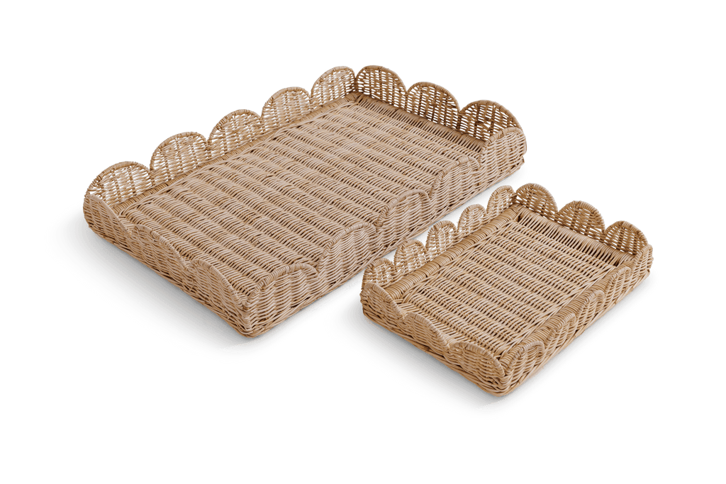 Scallop Rattan Rectangular Tray - The Home Decor Outlet