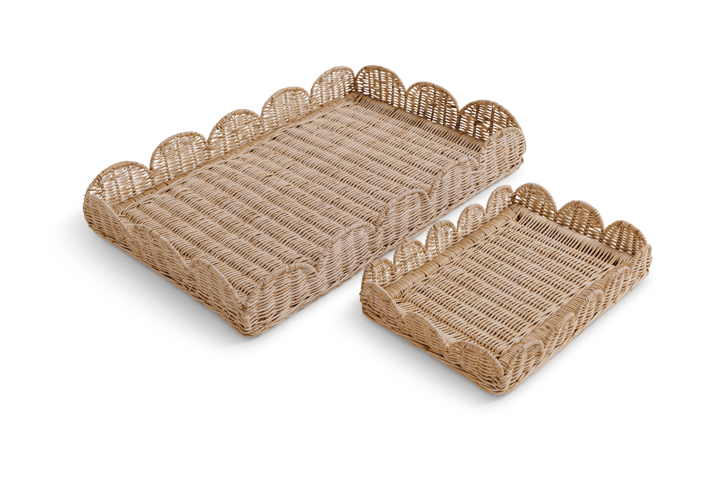 Scalloped Rattan Tray