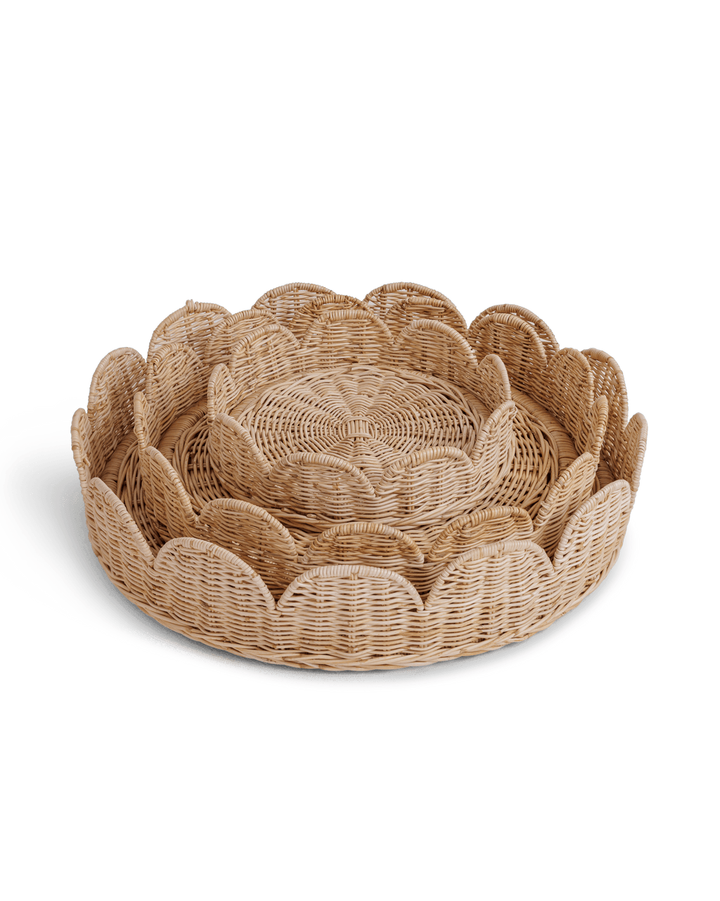 Scallop Rattan Round Tray - The Home Decor Outlet