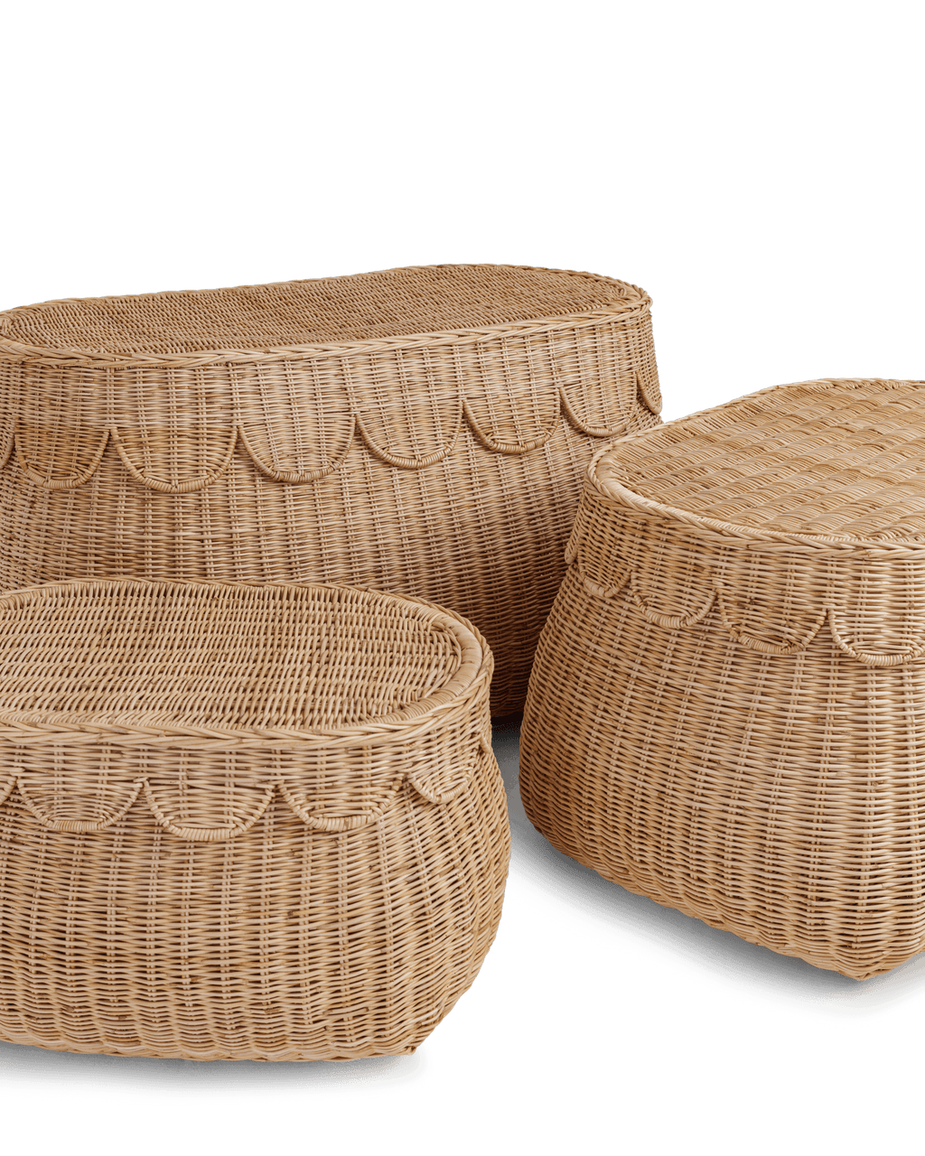 Scallop Rattan Basket with Lid - The Home Decor Outlet