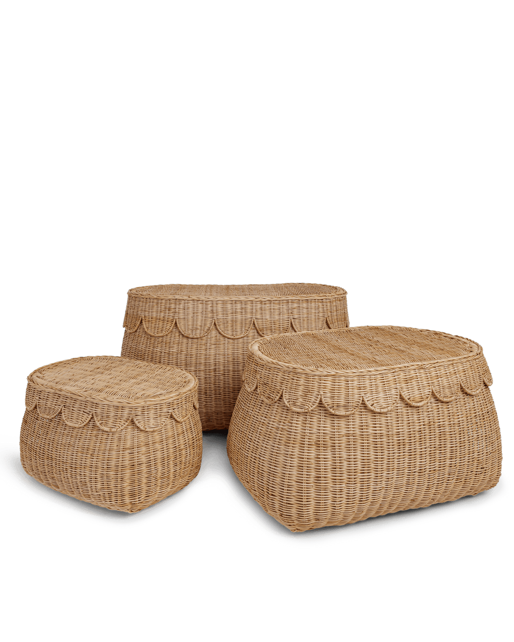 Scallop Rattan Basket with Lid - The Home Decor Outlet