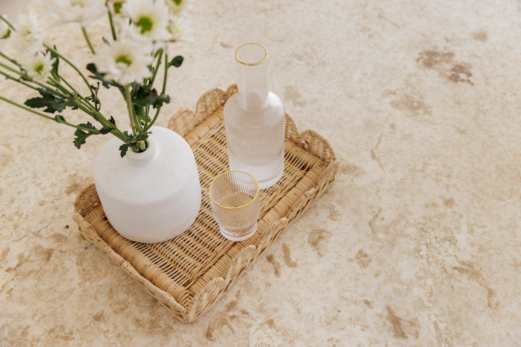 Scallop Rattan Rectangular Tray - The Home Decor Outlet