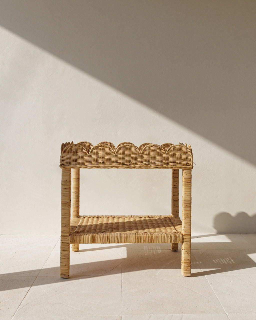 Scallop Rattan Side Table - The Home Decor Outlet