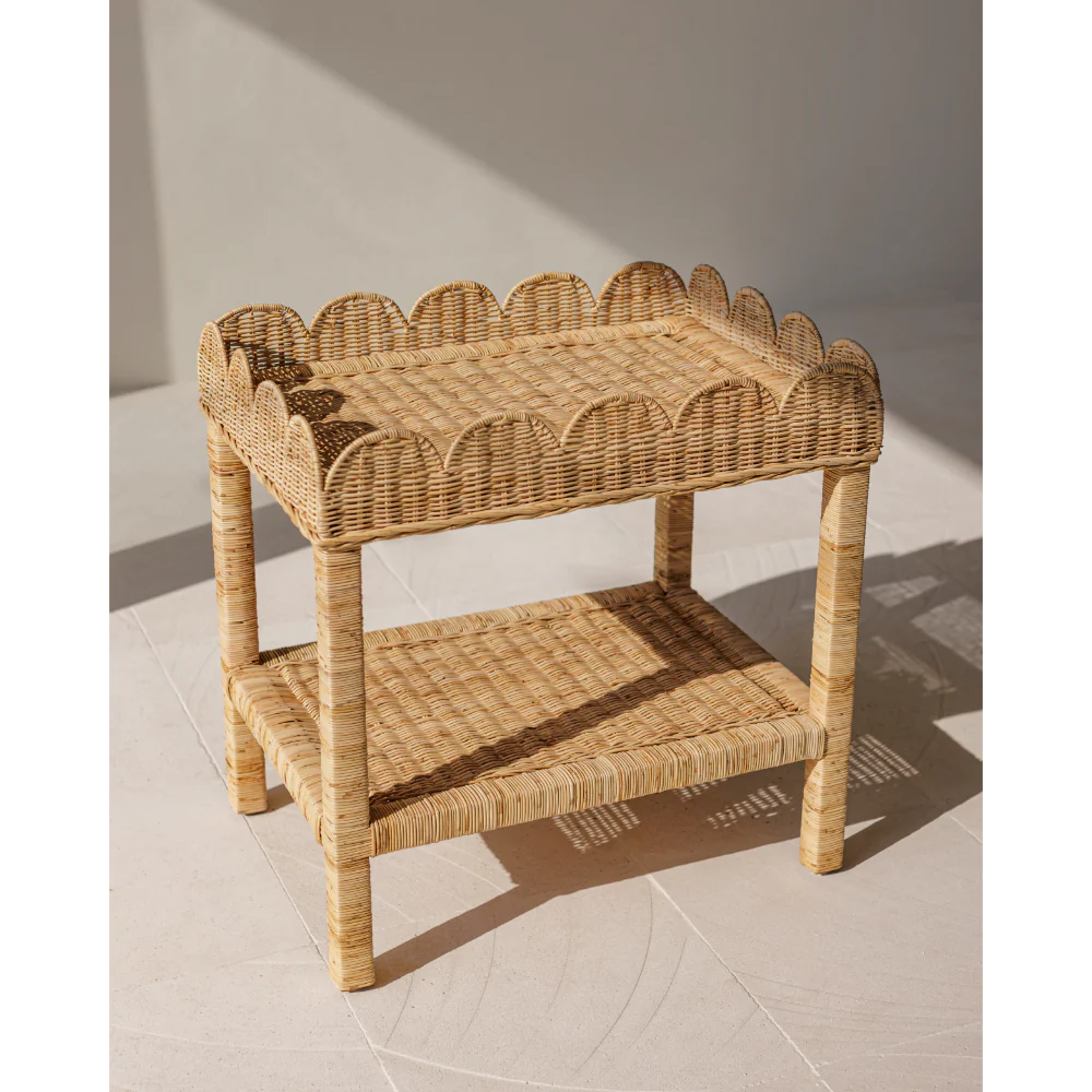 Scallop Rattan Side Table - The Home Decor Outlet