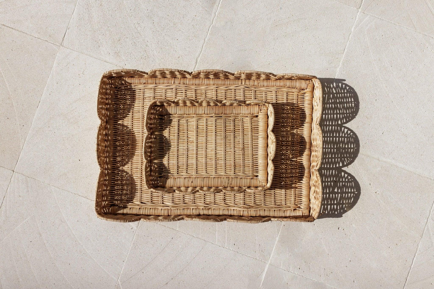 Scalloped Rattan Tray