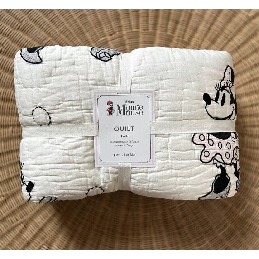 Pottery Barn Kids Disney Minnie Mouse Quilt (Twin)-Pink/White - The Home Decor Outlet