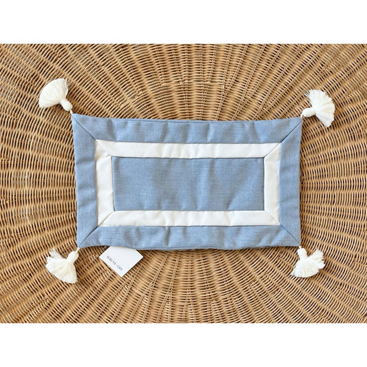 Sunbrella Border Frame Pillow Cover (12”x21”)-Coastal Blue - The Home Decor Outlet