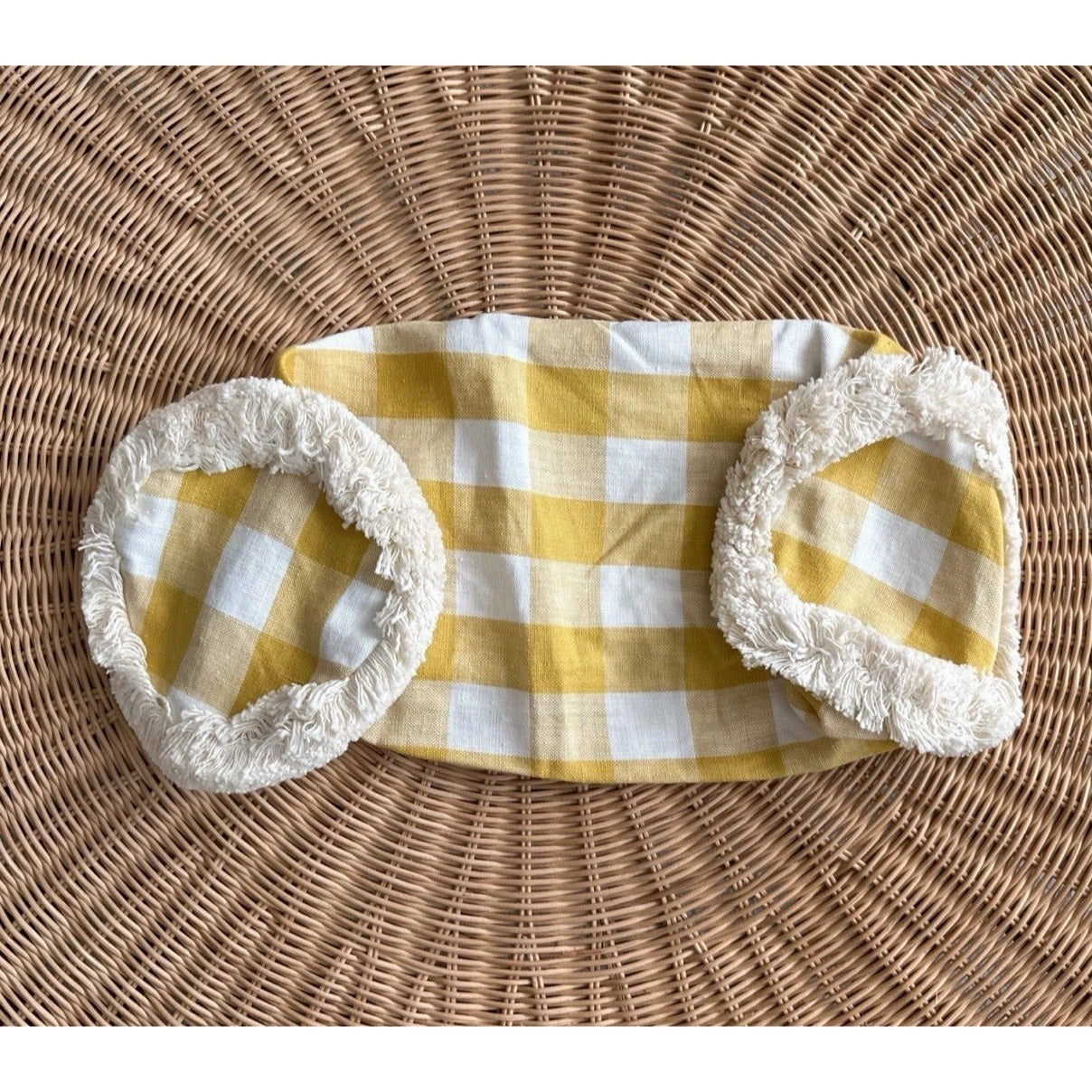 Gingham Bolster Pillow Cover (SAMPLE/NO TAGS)(7”x20”)-Yellow