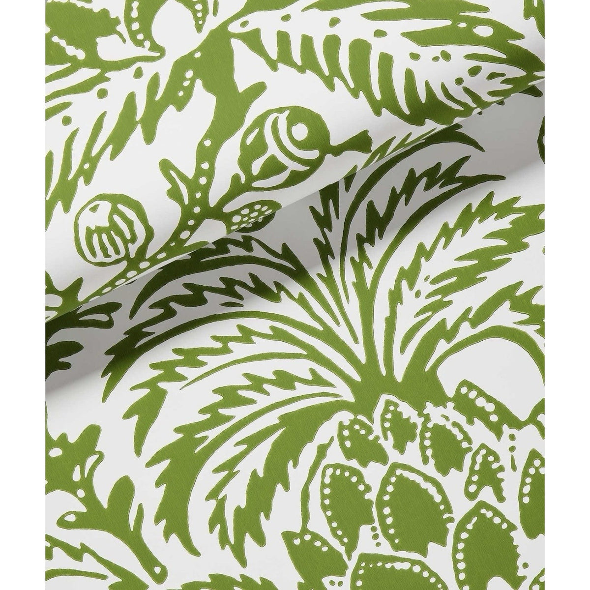 Sicily Botanical Wallpaper-Grass Green/White