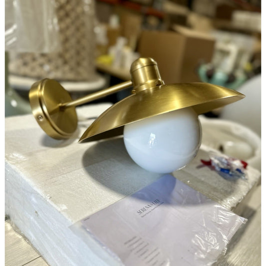 Marine Outdoor Sconce-Brass/White Milk Glass