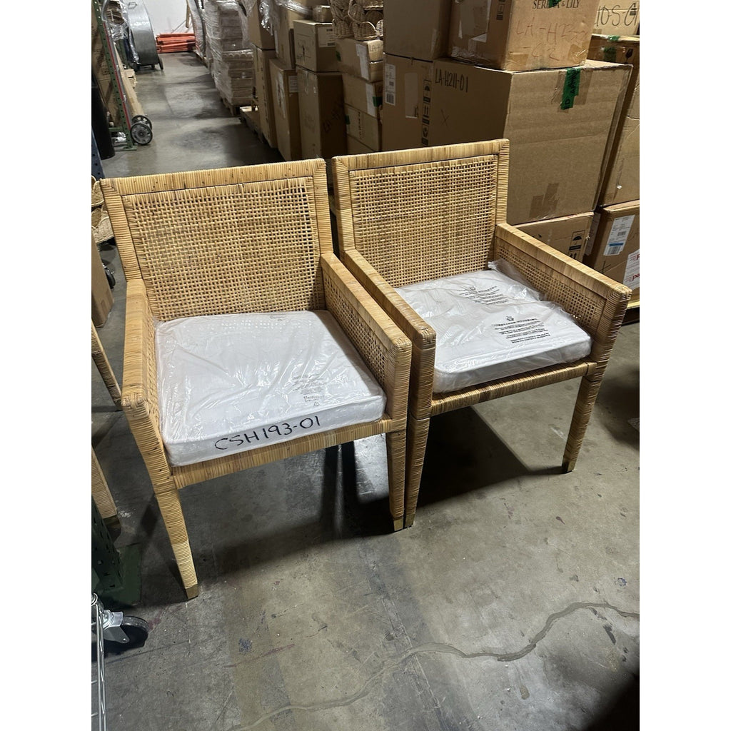 Balboa Rattan Dining Armchairs with Cushions (Set of 2)-Natural Brown