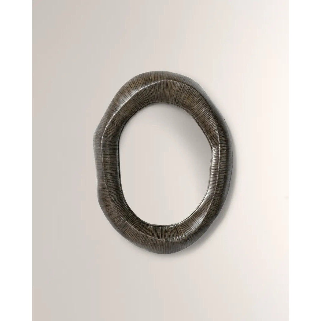 PALECEK Ravenna Rattan Designer Coastal Mirror-Cocoa Brown