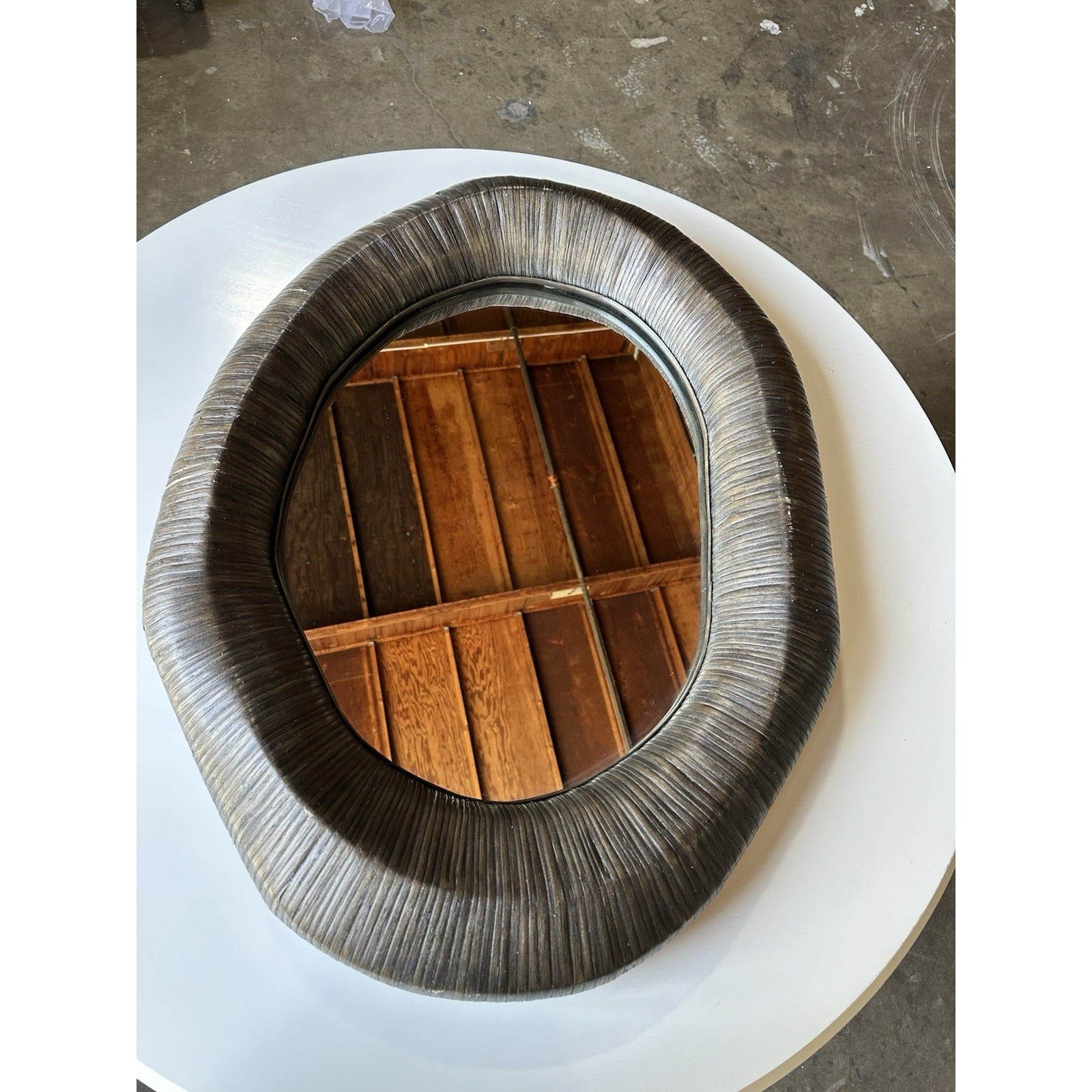 PALECEK Ravenna Rattan Designer Coastal Mirror-Cocoa Brown