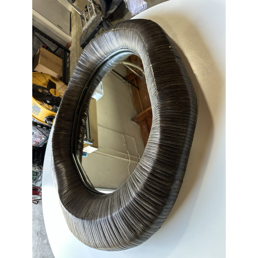 PALECEK Ravenna Rattan Designer Coastal Mirror-Cocoa Brown