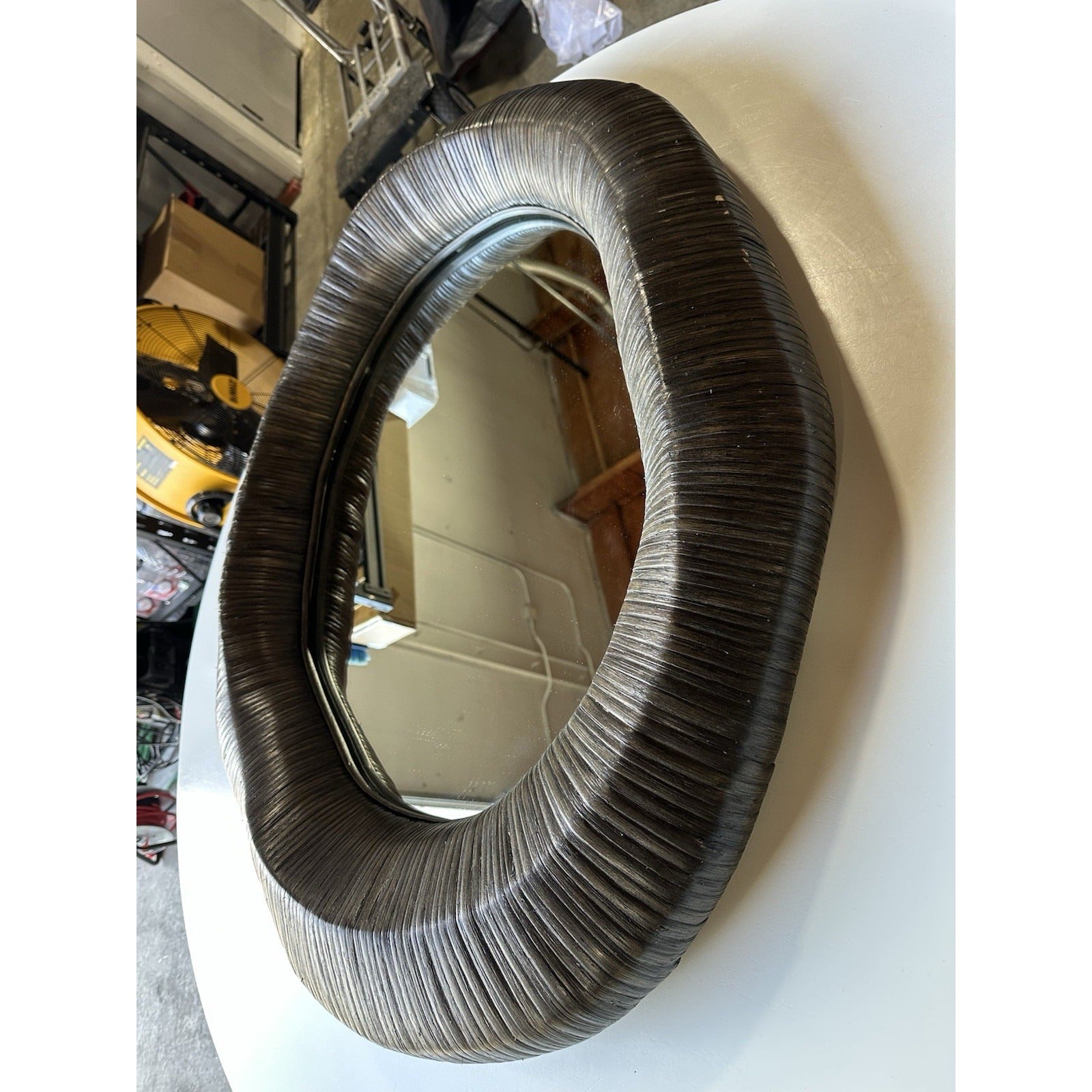 PALECEK Ravenna Rattan Designer Coastal Mirror-Cocoa Brown