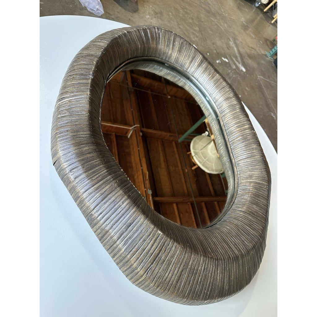 PALECEK Ravenna Rattan Designer Coastal Mirror-Cocoa Brown