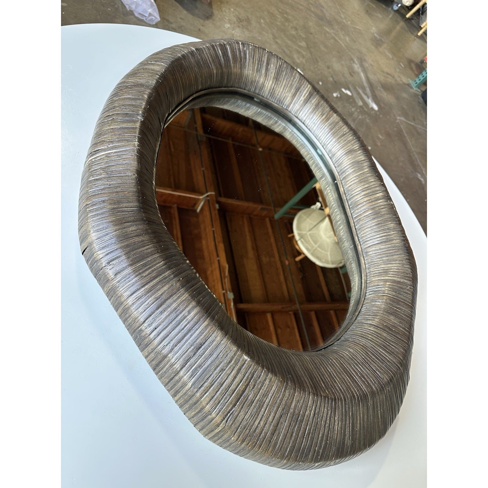 PALECEK Ravenna Rattan Designer Coastal Mirror-Cocoa Brown