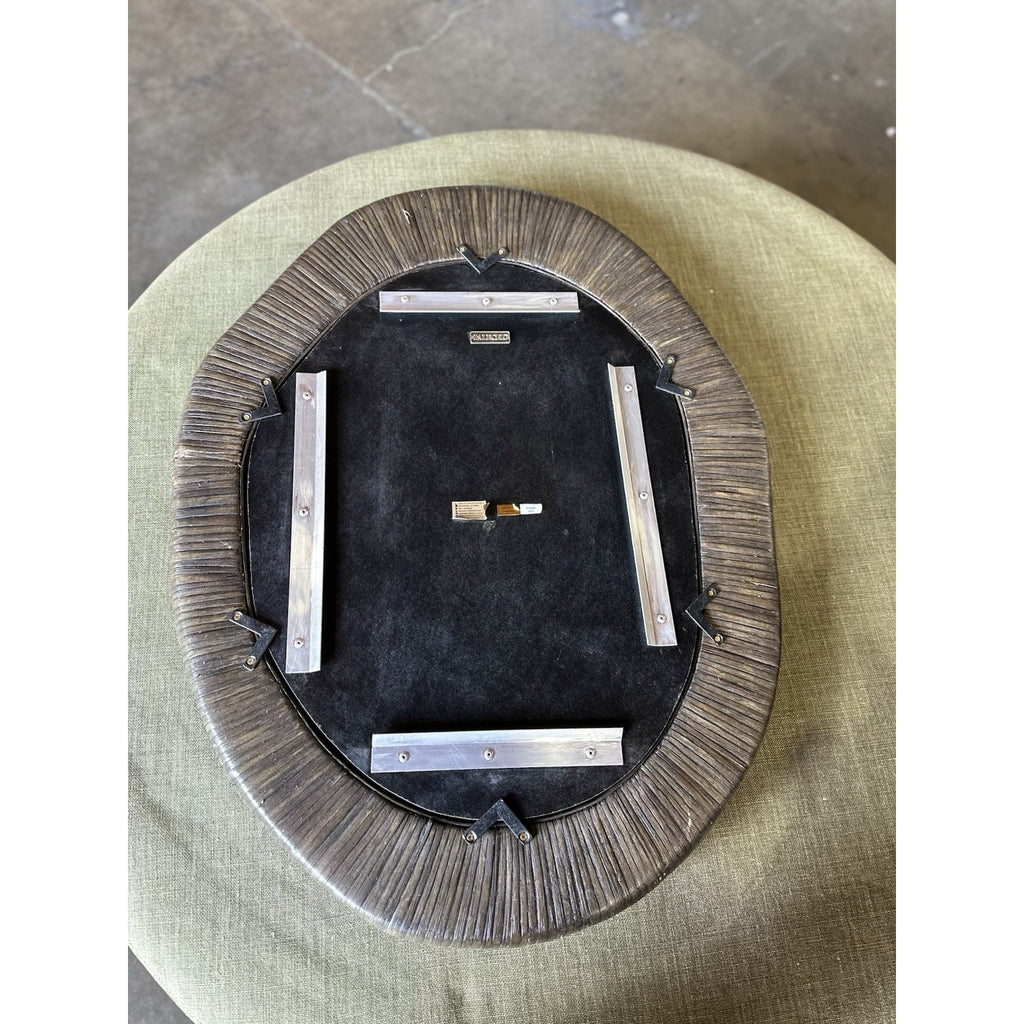 PALECEK Ravenna Rattan Designer Coastal Mirror-Cocoa Brown