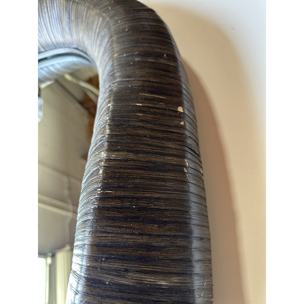 PALECEK Ravenna Rattan Designer Coastal Mirror-Cocoa Brown