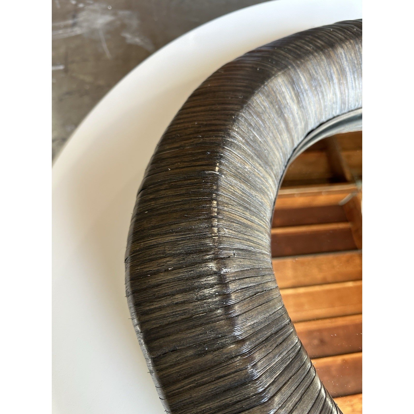 PALECEK Ravenna Rattan Designer Coastal Mirror-Cocoa Brown