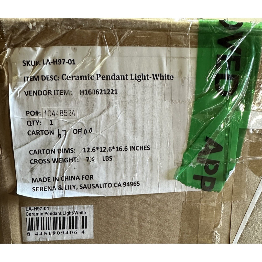 Everly Coastal Ceramic Small Pendant-White Beige