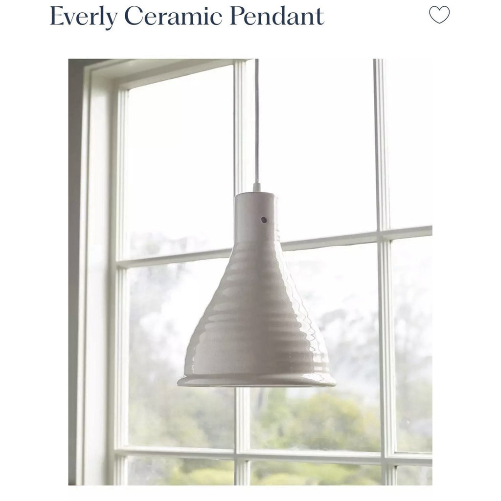 Everly Coastal Ceramic Small Pendant-White Beige