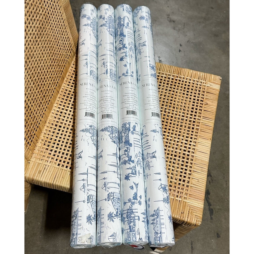 Seahaven Toile Coastal Wallpaper (Different Run #’s)-French Blue (CL)