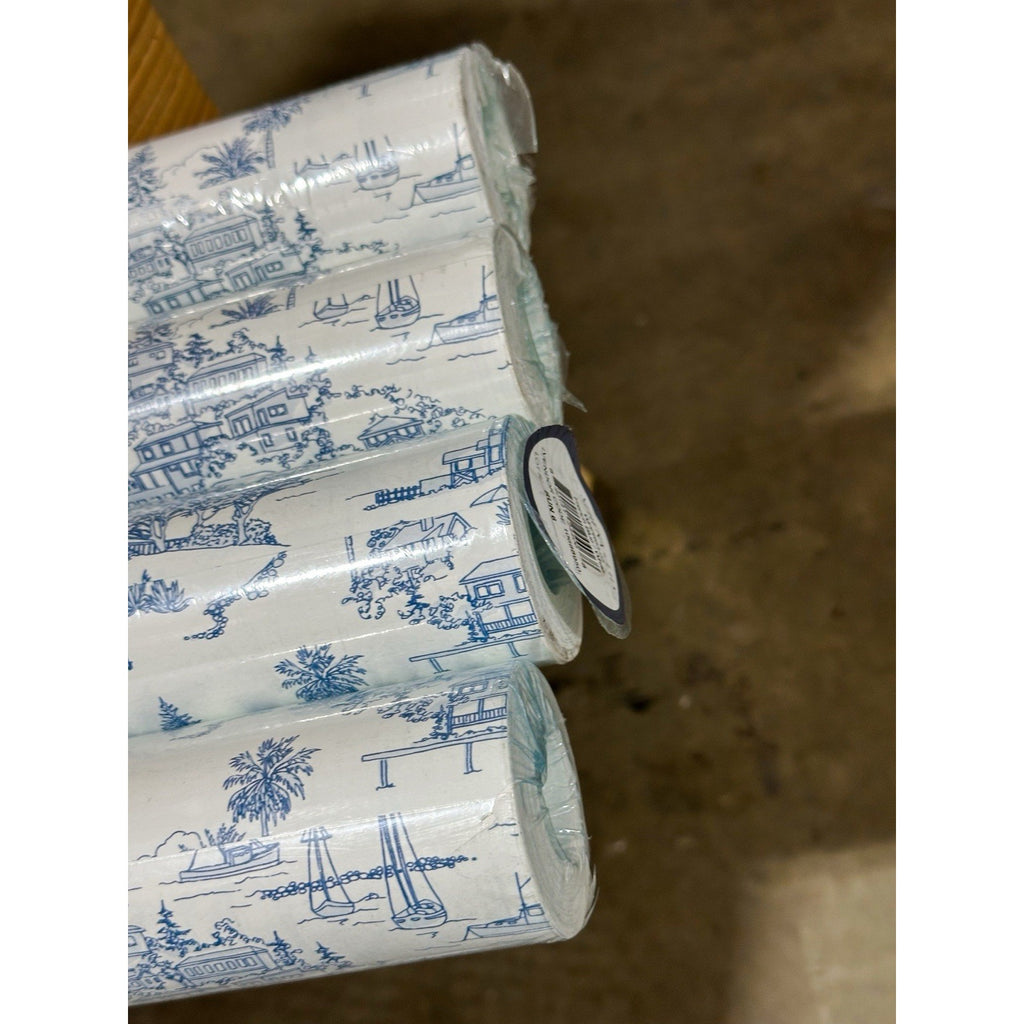 Seahaven Toile Coastal Wallpaper (Different Run #’s)-French Blue (CL)