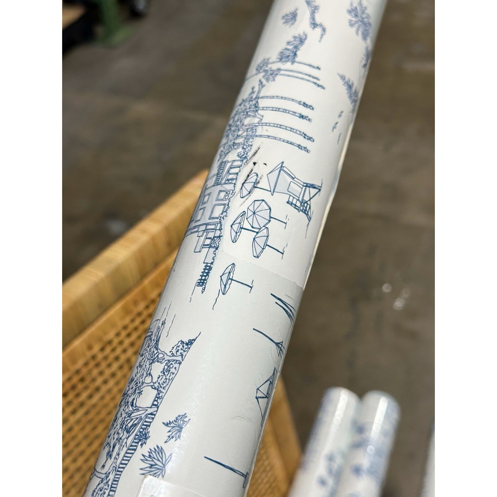 Seahaven Toile Coastal Wallpaper (Different Run #’s)-French Blue (CL)