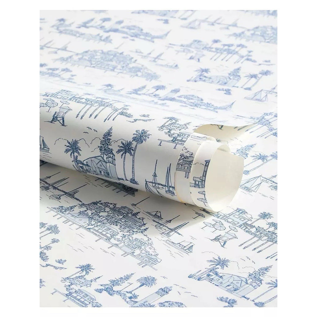 Seahaven Toile Coastal Wallpaper (Different Run #’s)-French Blue (CL)