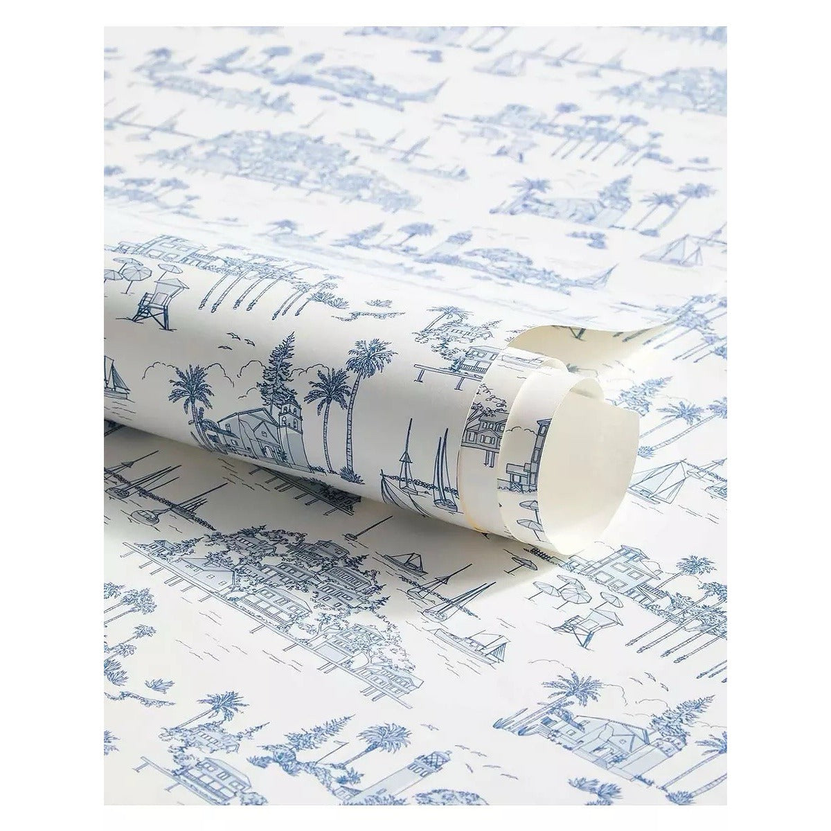 Seahaven Toile Coastal Wallpaper (Different Run #’s)-French Blue (CL)