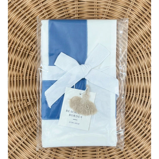 Beach Club Border Percale Euro Pillow Sham-French Blue - The Home Decor Outlet