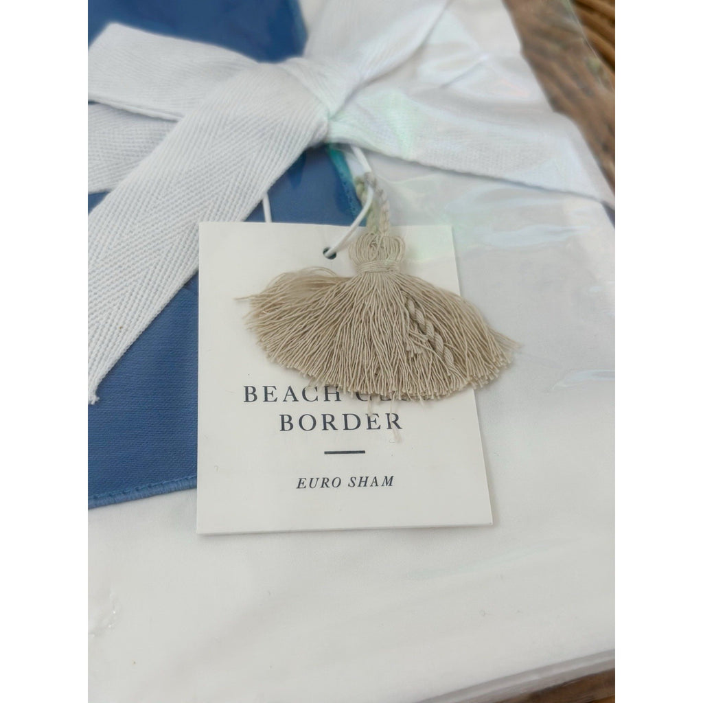 Beach Club Border Percale Euro Pillow Sham-French Blue - The Home Decor Outlet