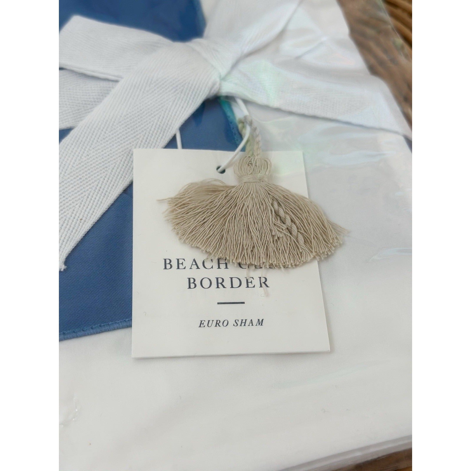 Beach Club Border Percale Euro Pillow Sham-French Blue - The Home Decor Outlet