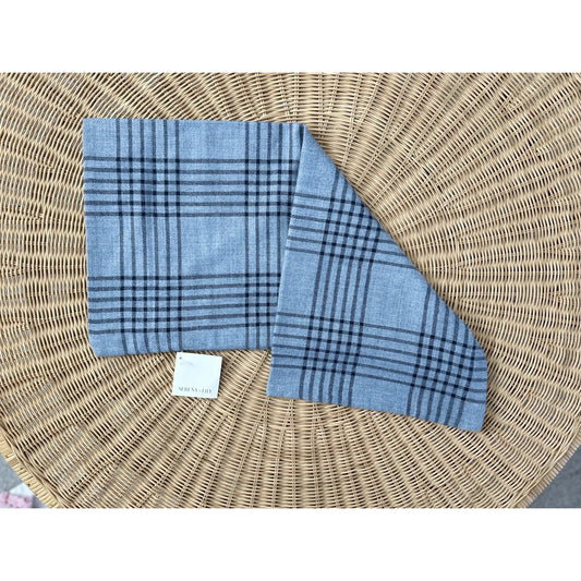 Blakely Plaid Alpaca Pillow Cover (14”x30”)-Chambray Blue