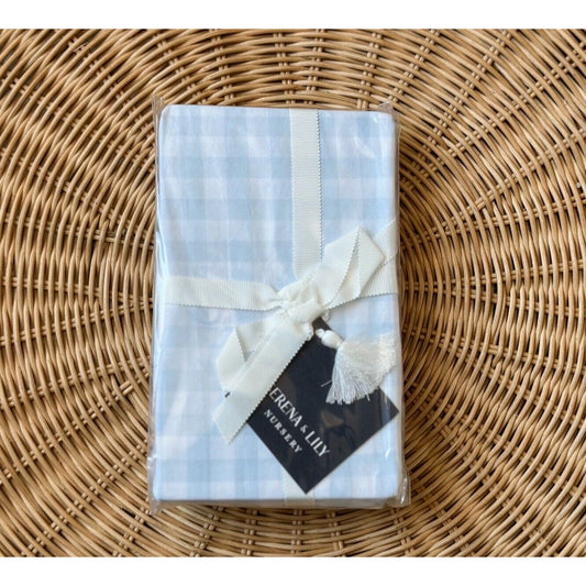 Gingham Mini Crib Sheet-Sky - The Home Decor Outlet