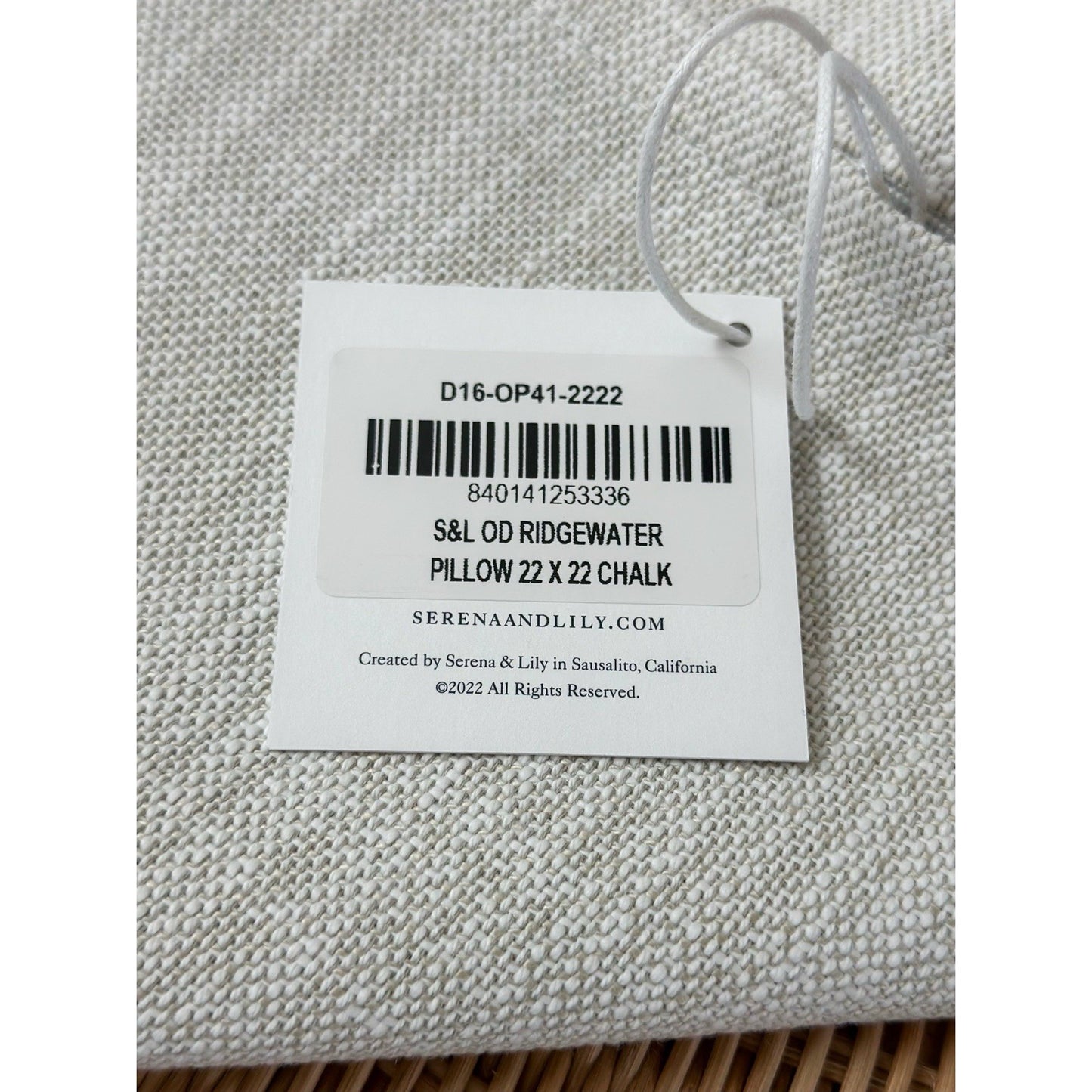 Perennials Ridgewater Outdoor Pillow Cover (22” SQ)Chalk Beige