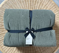 West Elm Classic Cotton Velvet Tack Stitch Quilt (K/CK)-Dark Olive - The Home Decor Outlet