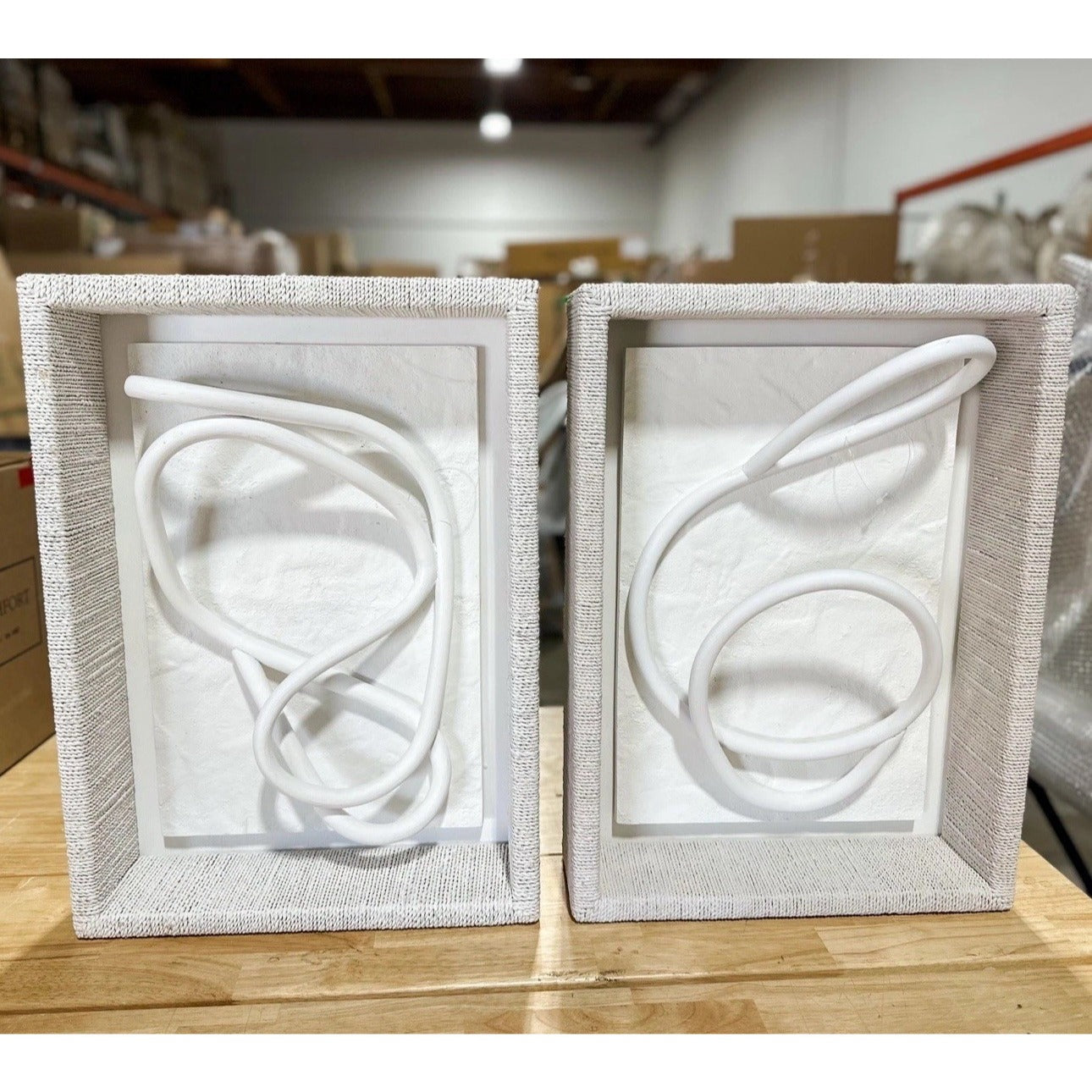 PALECEK Fiona Rattan Tangle & Loop Wall Art Decor (Set of 2)-White