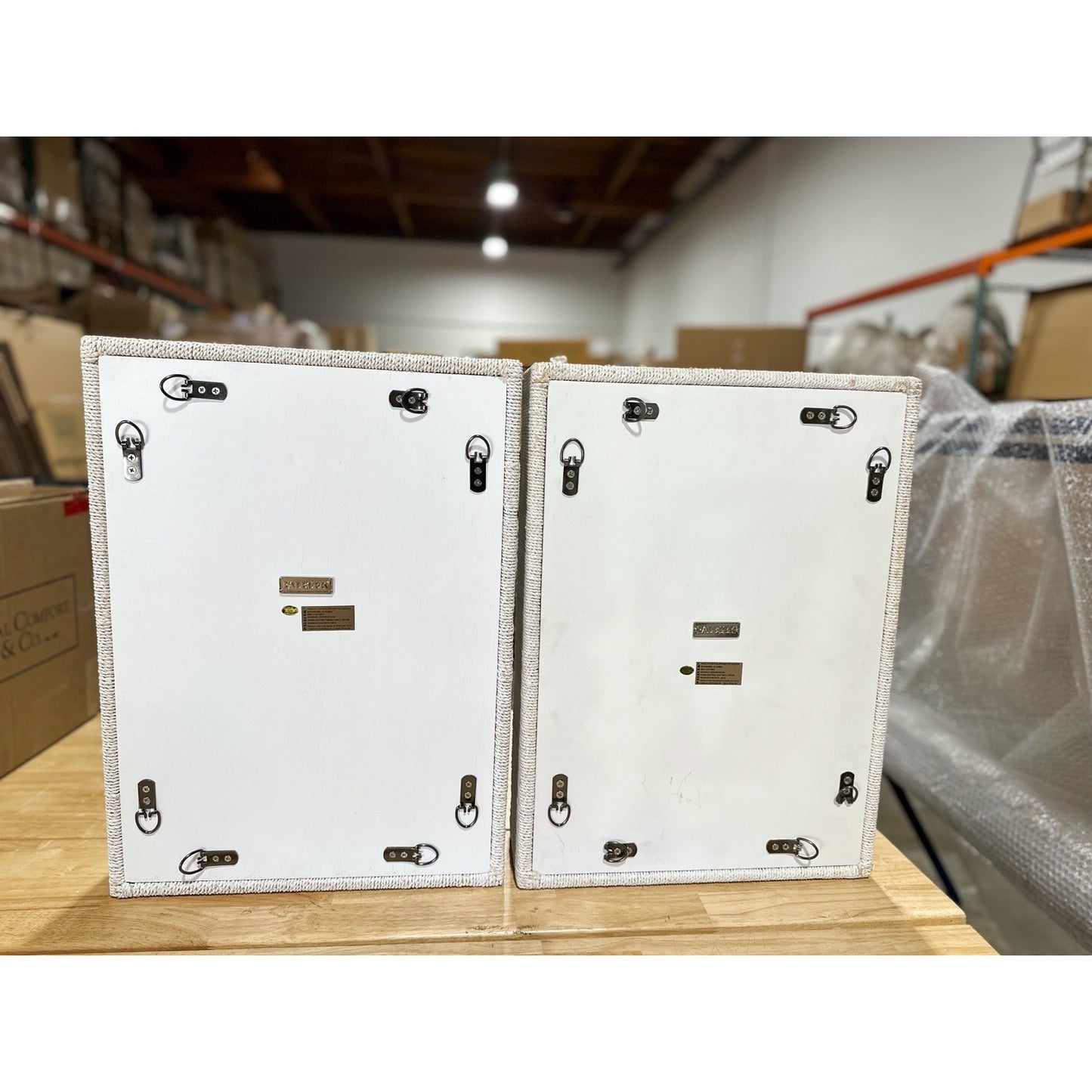 PALECEK Fiona Rattan Tangle & Loop Wall Art Decor (Set of 2)-White