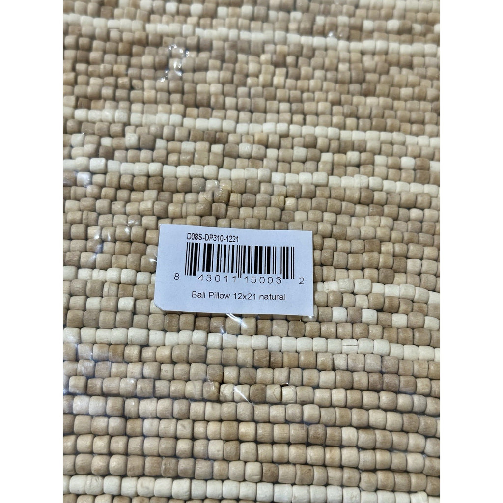 Bali Beaded Pillow Cover (12”x21”)-Natural Brown/Beige