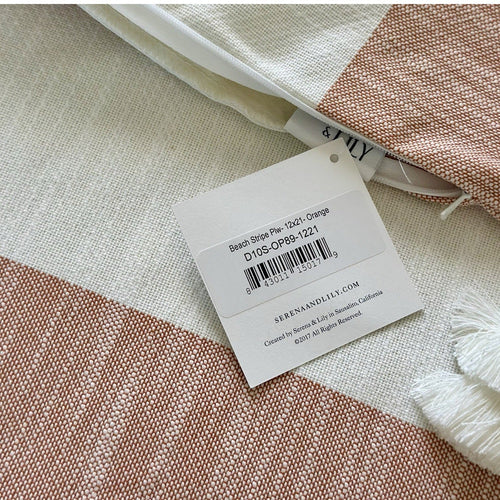 Beach Stripe Outdoor Pillow Cover (12”x21”)-Orange/White