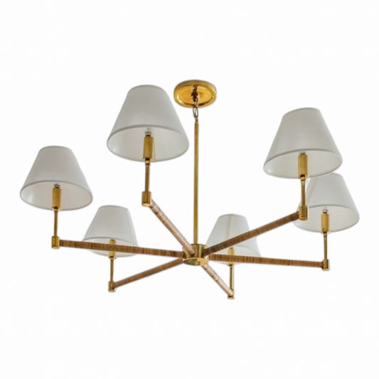 Larkspur Chandelier (White Shades)-Brass Gold Base