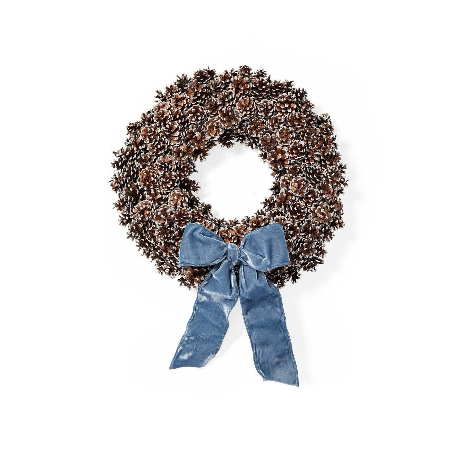 Pinecone Holiday Christmas Wreath (24” DIAM)-Brown/White Tip