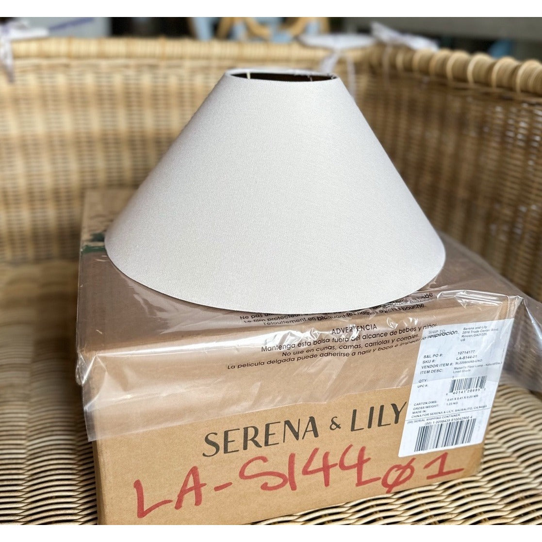 Marseille Floor Lamp Shade-Natural Linen/Gold Lined