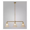 Claremont Triple Bulb Chandelier-Brass Base/Glass Shades