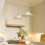 Rhode Ceramic Pendant-Salt Beige/Brass Accents