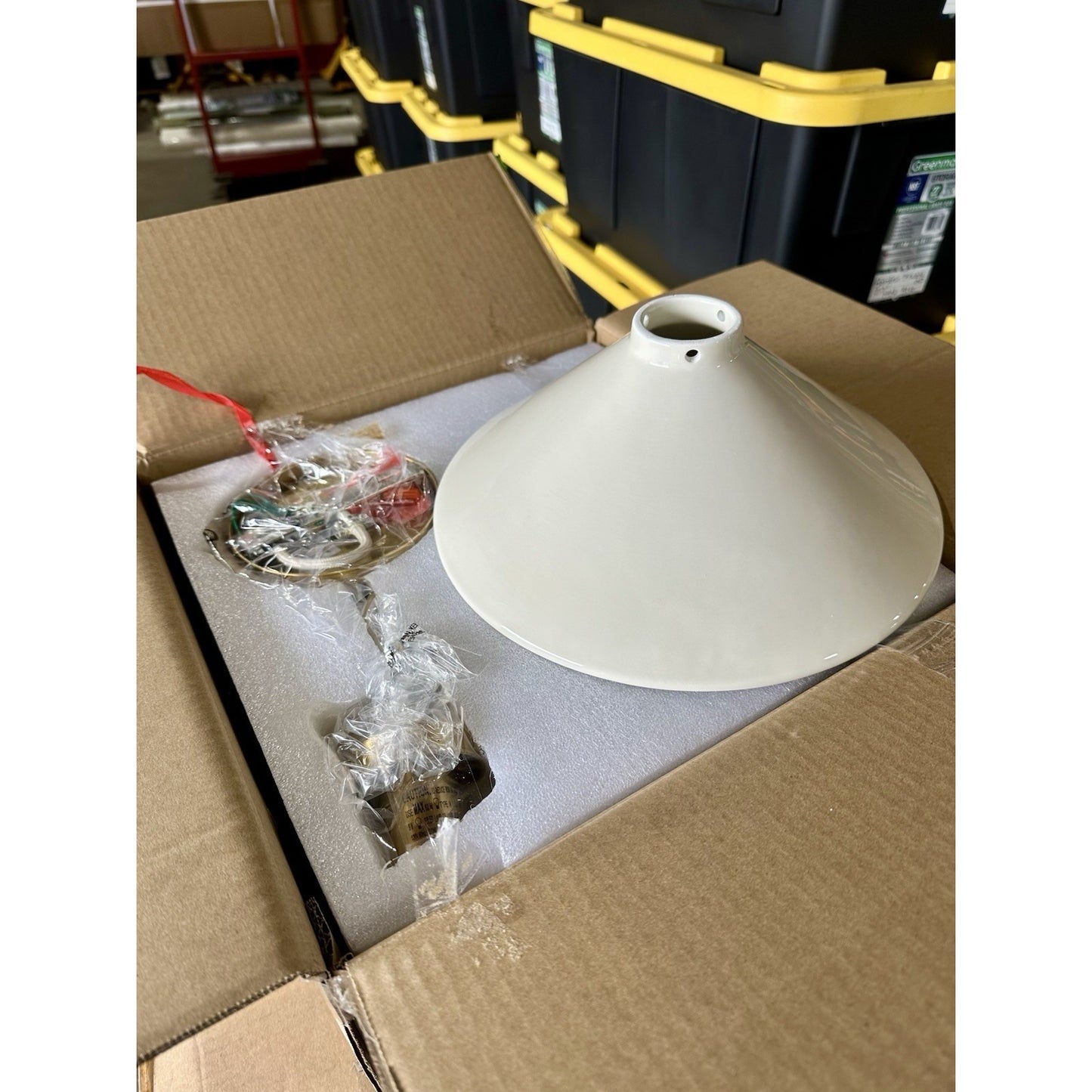 Rhode Ceramic Pendant-Salt Beige/Brass Accents