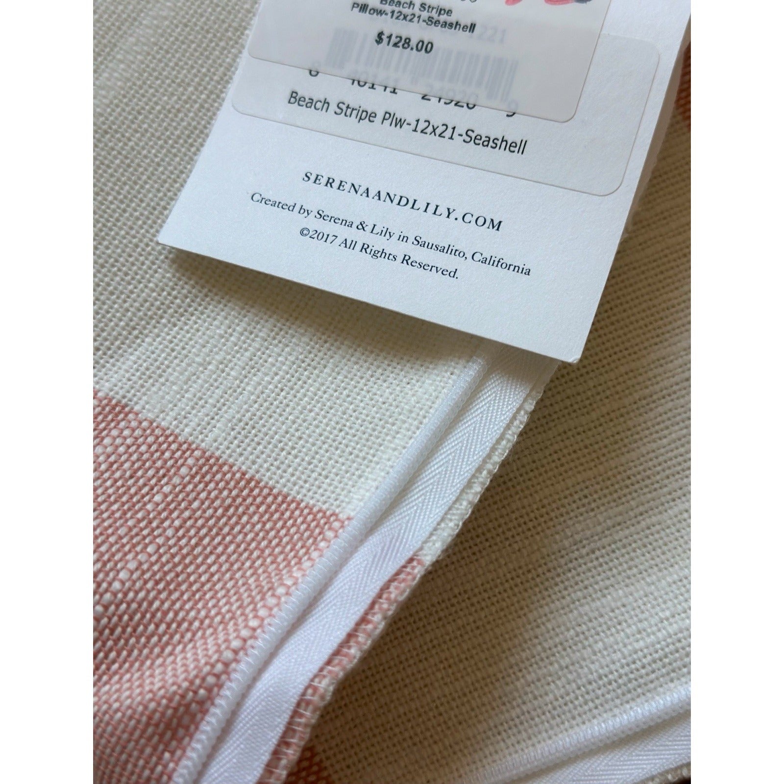 Beach Stripe Outdoor Pillow Cover (12”x21”)-Seashell Pink Red