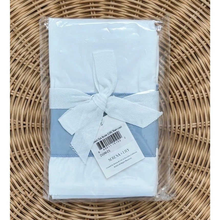 Beach Club Border Percale Euro Pillow Sham-Coastal Blue - The Home Decor Outlet